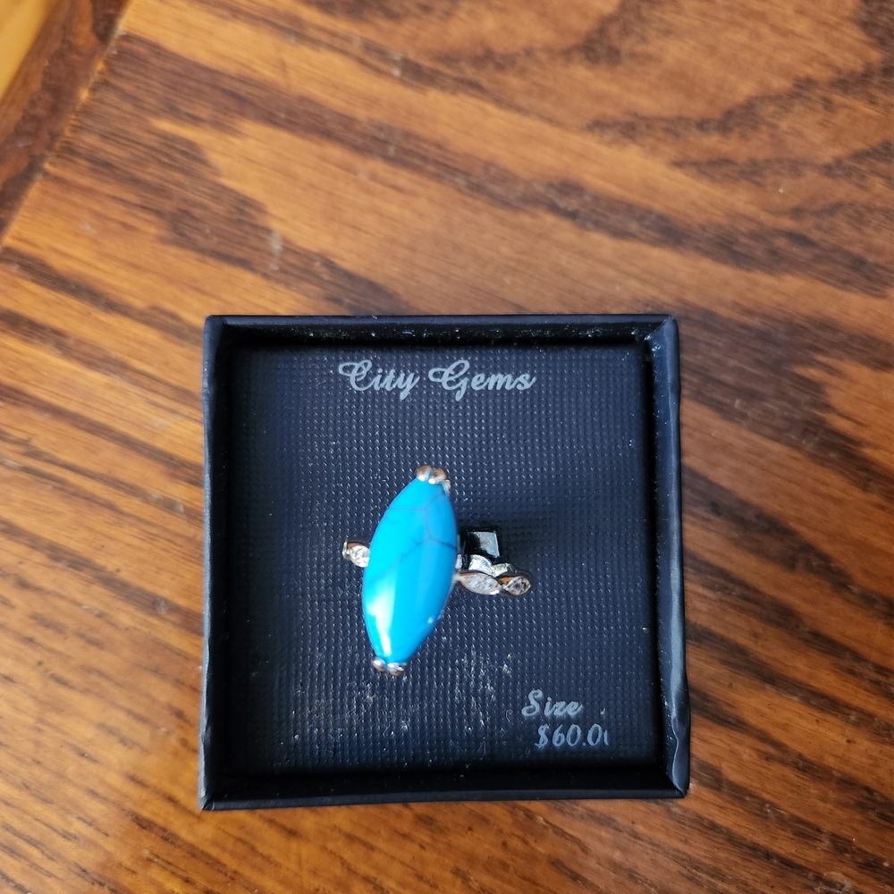 Kohl's Blue Gemstone Ring with Silver Band